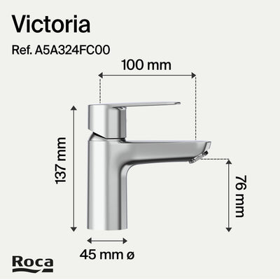 Grifo Lavabo ROCA Victoria Plus A5A324FC00 Cromo ColdStart