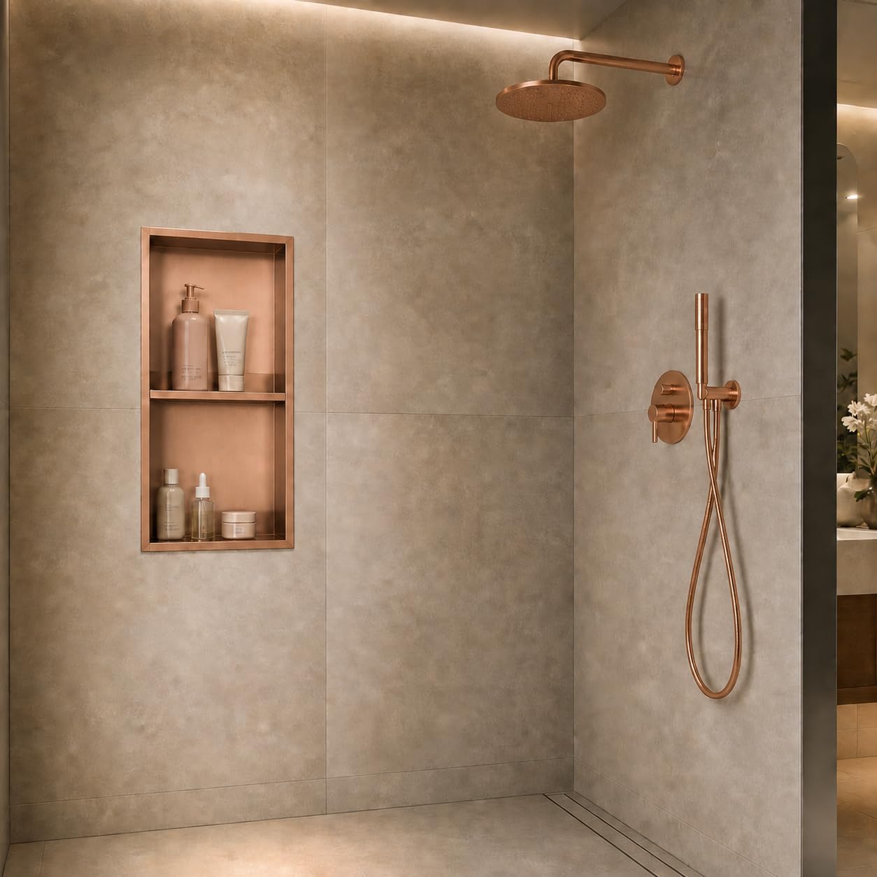 Hornacina Ducha MEDIMEX Artic HOR003 Oro Rosa Cepillado 33x63