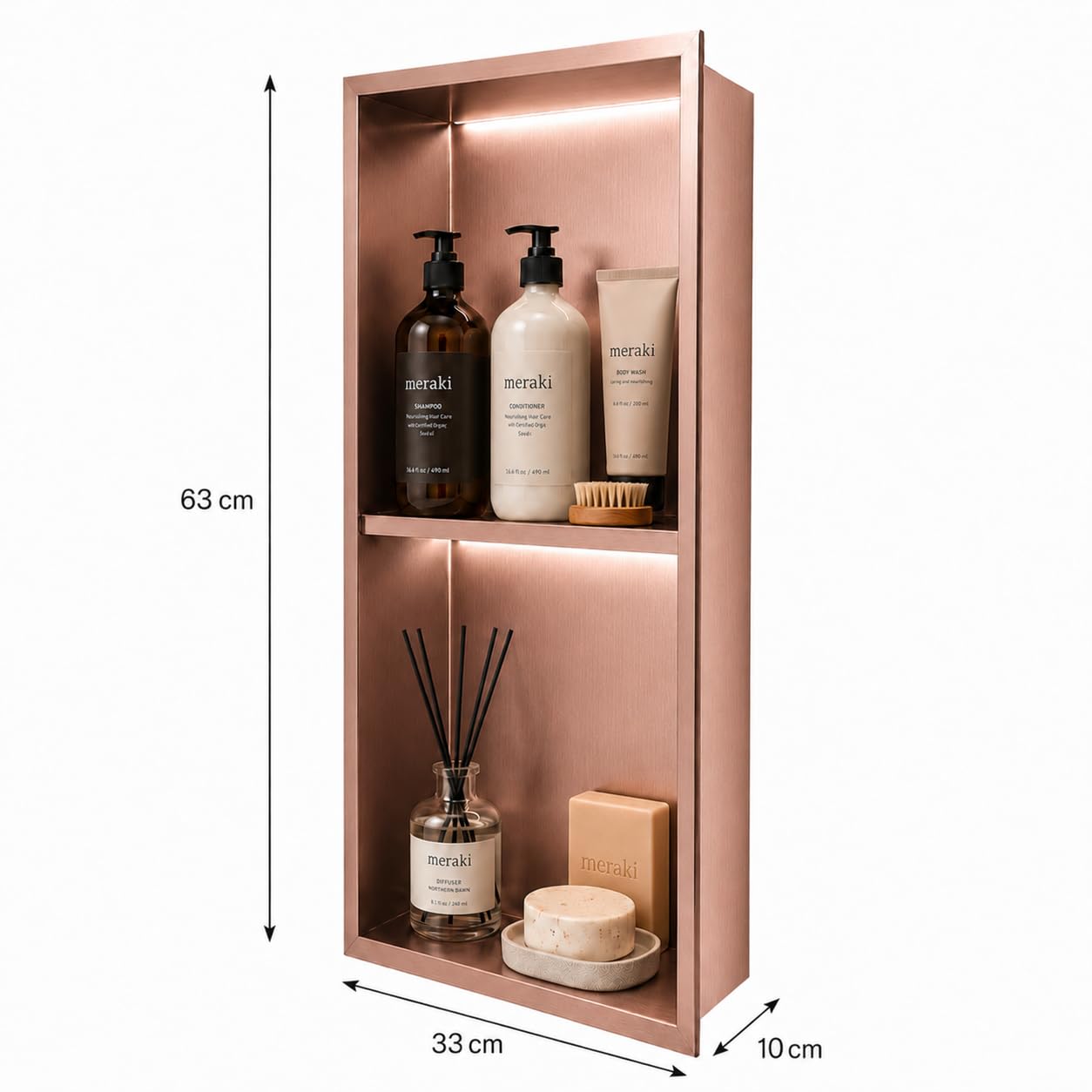 Hornacina Ducha MEDIMEX Marshall HOR006 Oro Rosa Cepillado 33x63