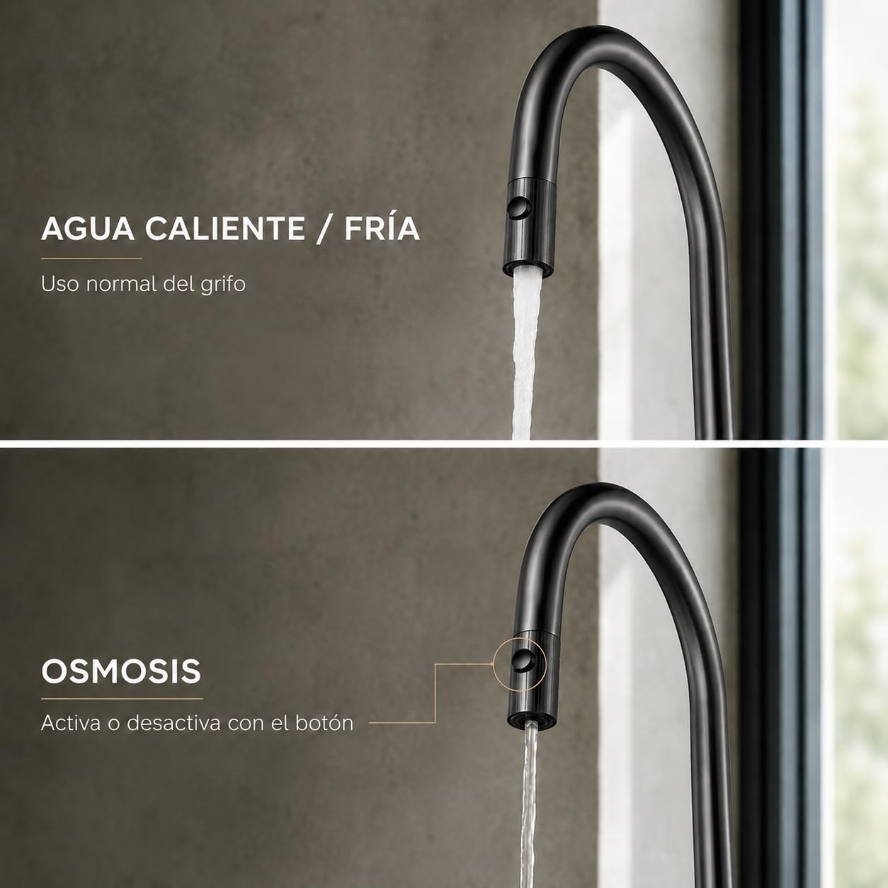Grifo Cocina Extraíble IMEX Lazio GOS006/BGM Black Gun Metal