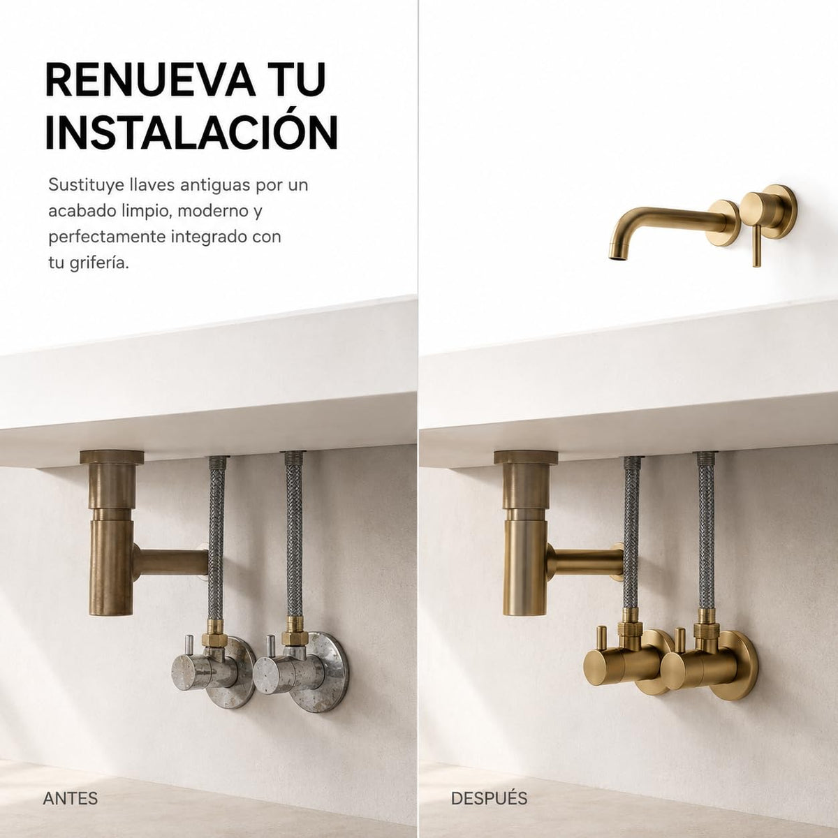 GME Llaves de Escuadra Pack de 2 para Cortar el Agua en Baño y Cocina