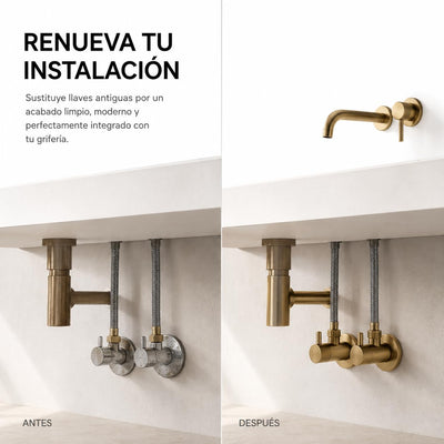 GME Llaves de Escuadra Pack de 2 para Cortar el Agua en Baño y Cocina