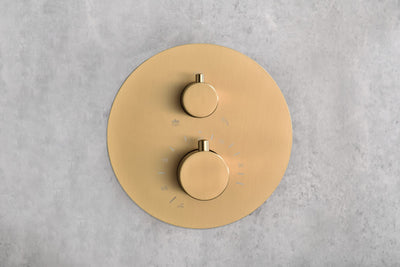 Sistema Ducha Empotrado Termostático IMEX Tívoli GTT039OC Oro Cepillado Salida Techo