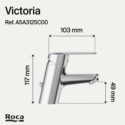 Grifo Lavabo ROCA Victoria A5A3125C00 Cromo con Cadenilla
