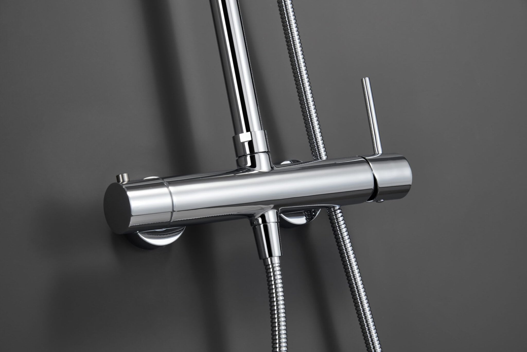Imex - Barra de Ducha Extensible Monza | Cromado antical, Acero inoxidable S.304, Rociador Ø20 cm, Flexo PVC 1,5 m, Cartucho cerámico Ø35 mm