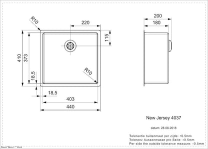 REGINOX R32985 New Jersey - Fregadero de acero inoxidable (40 x 37 cm, a partir de 50 cm de ancho, empotrable, empotrable)