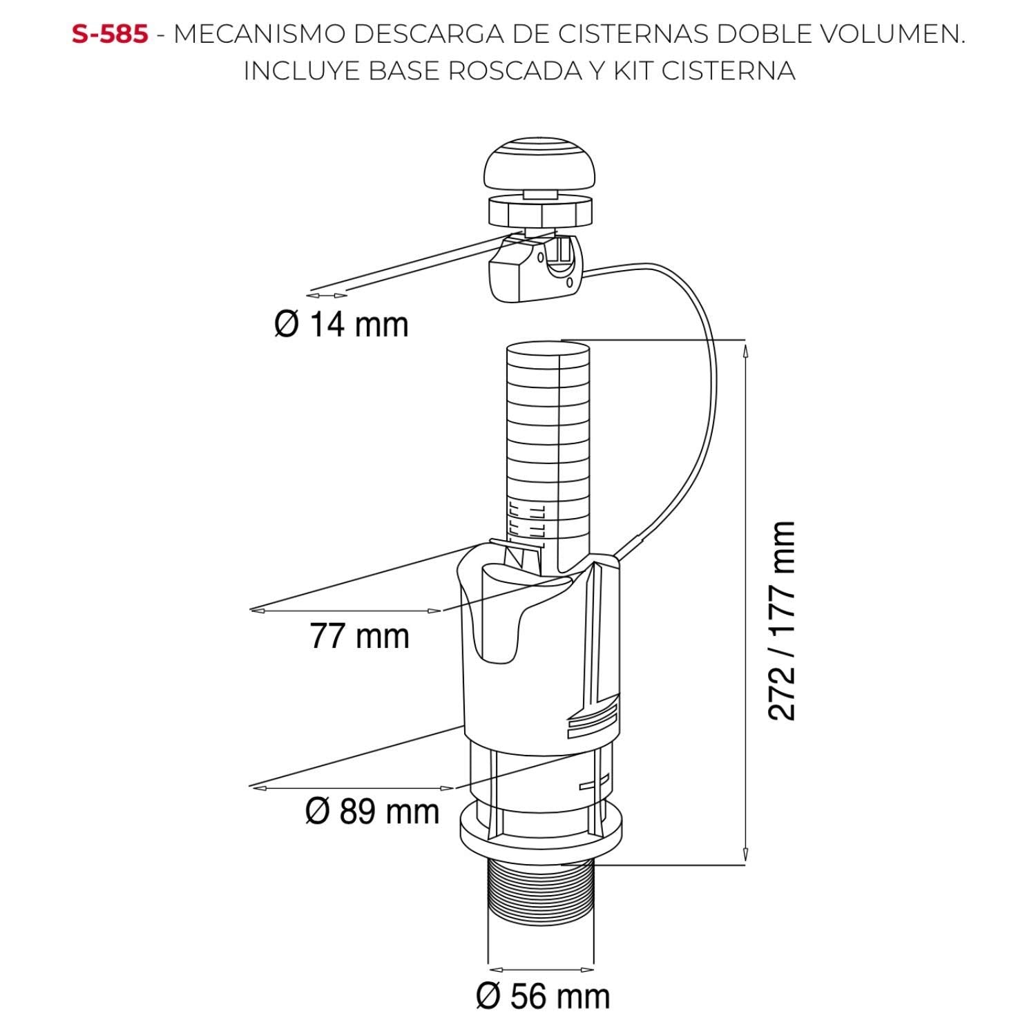 Mecanismo descarga 3g doble s-585 cromo Jimten