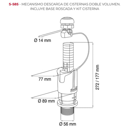 Mecanismo descarga 3g doble s-585 cromo Jimten