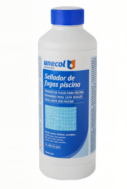 Unecol - Sellador de Fugas Piscina Unecol 1L – Repara Grietas y Filtraciones sin Vaciar – Apto para Gresite, Liner, PVC, Hormigón – Agua Dulce o Salada