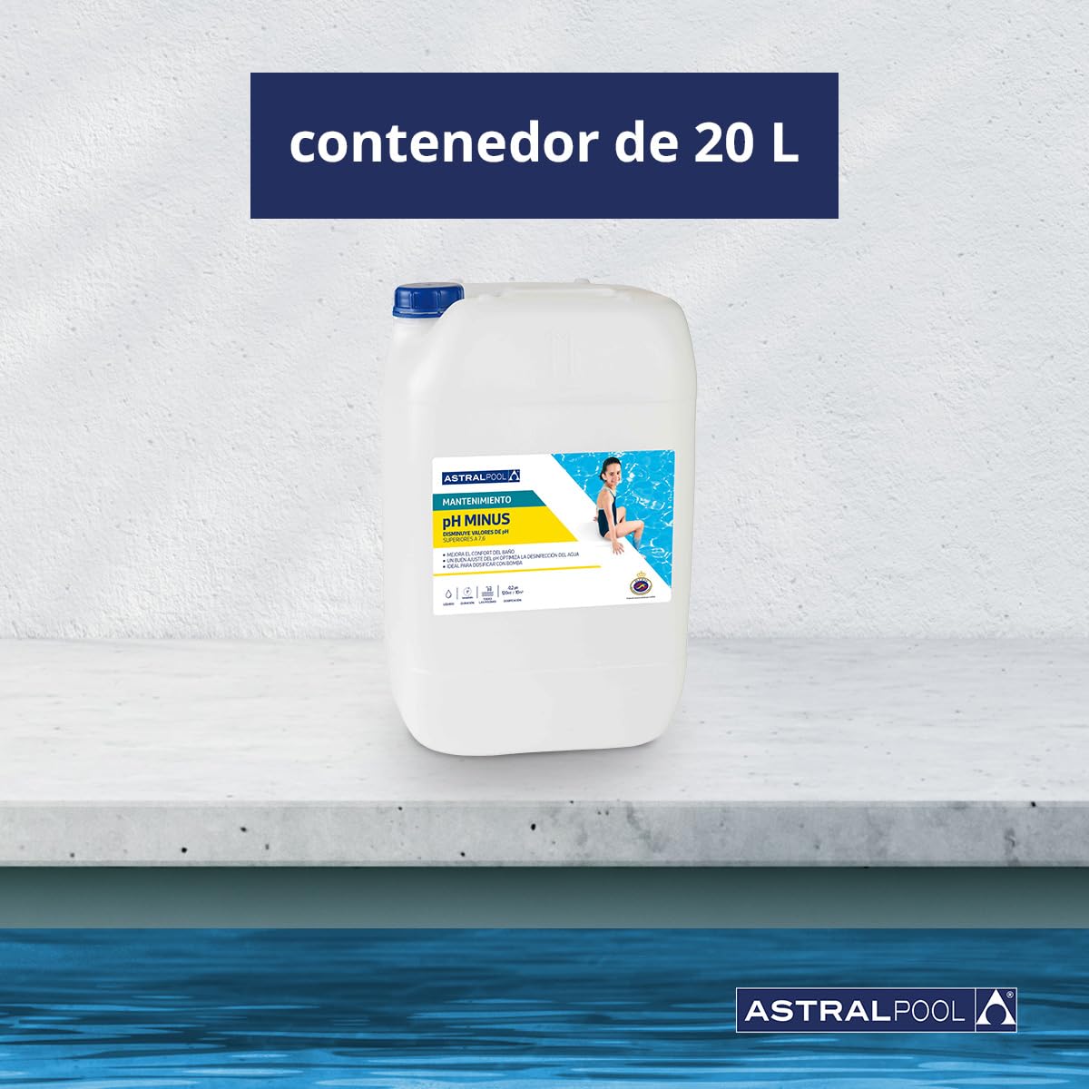 Balance pH Minus Líquido - Reduce los valores de pH Superiores a 7.6 - para Todo Tipo de Piscinas - Mejora el Confort del baño - 20 litros - Astralpool