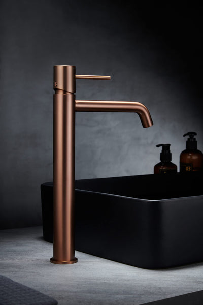Grifo Lavabo Alto IMEX Monza BDM039-3 Oro Rosa Cepillado