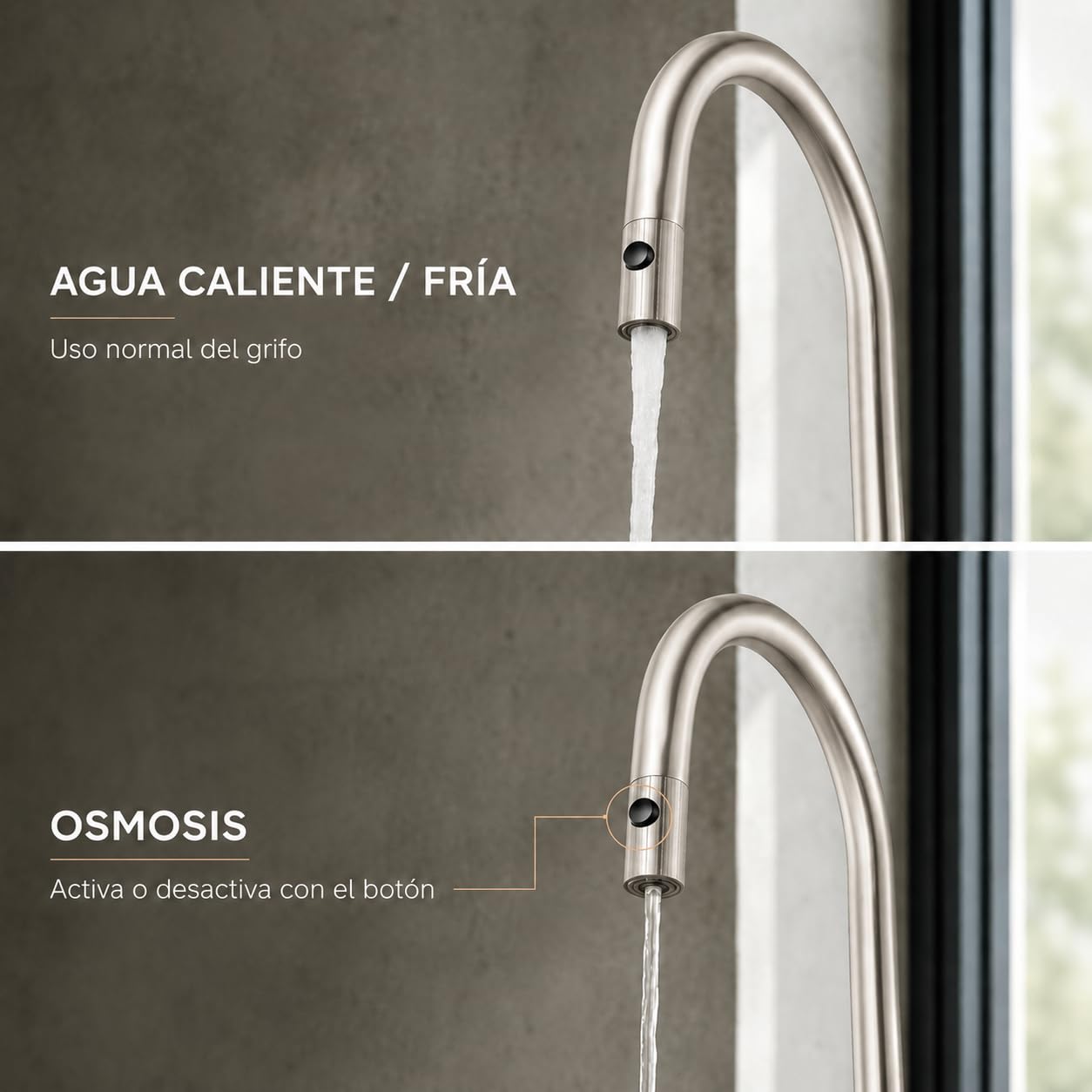 Grifo Cocina Extraíble IMEX Lazio GOS006/NQ Níquel Cepillado