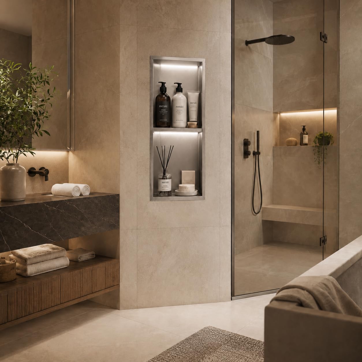 Hornacina Ducha MEDIMEX Marshall HOR006 Níquel Cepillado 33x63