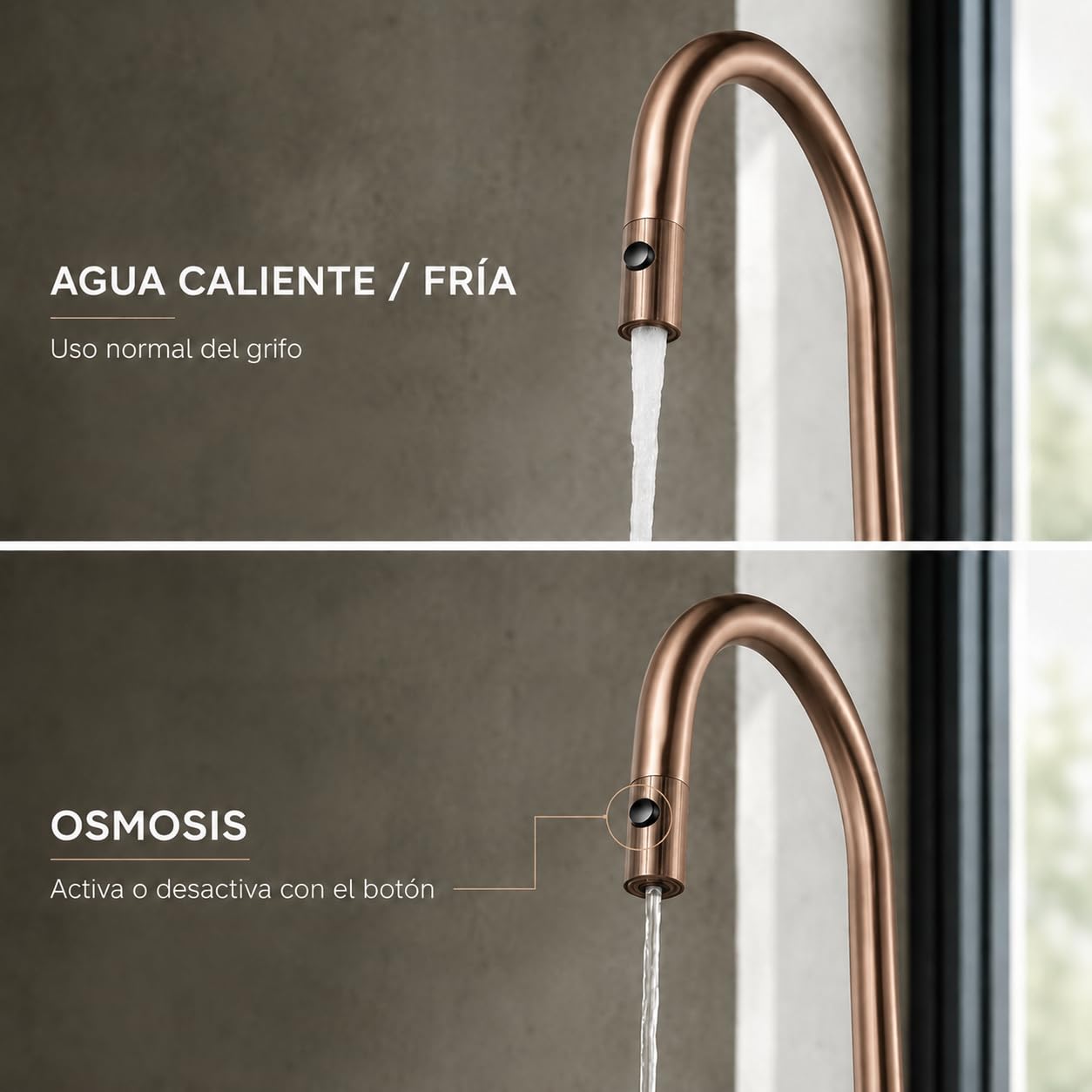 Grifo Cocina Extraíble IMEX Lazio GOS006/ORC Oro Rosa Cepillado
