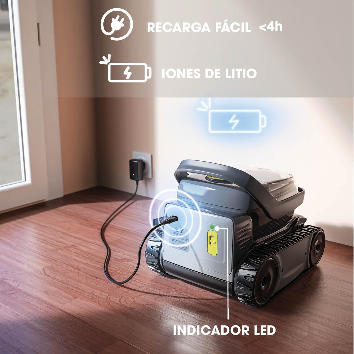 Zodiac Pixel OP 32 limpiafondos bateria, Limpia Fondo y Paredes de Las Piscinas de hasta 8x4m. Batería de Litio, Ciclo de 2h