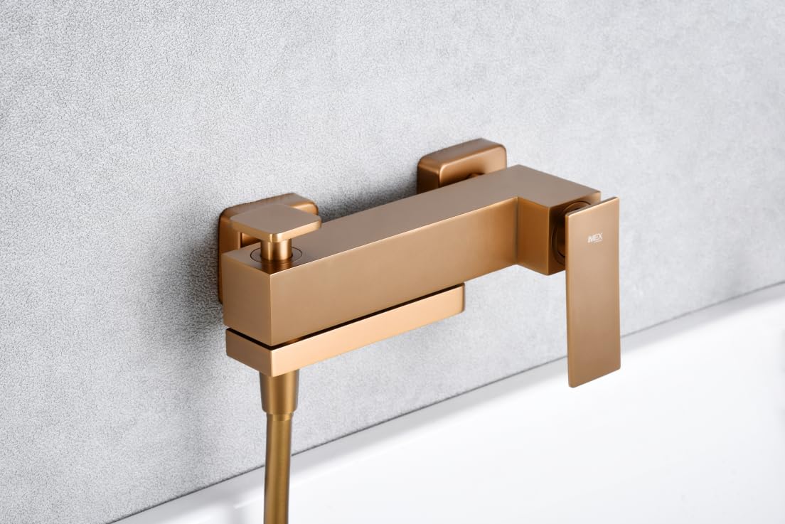 Grifo Monomando Ducha y Bañera IMEX PISA BDP048-4ORC Oro Rosa Cepillado