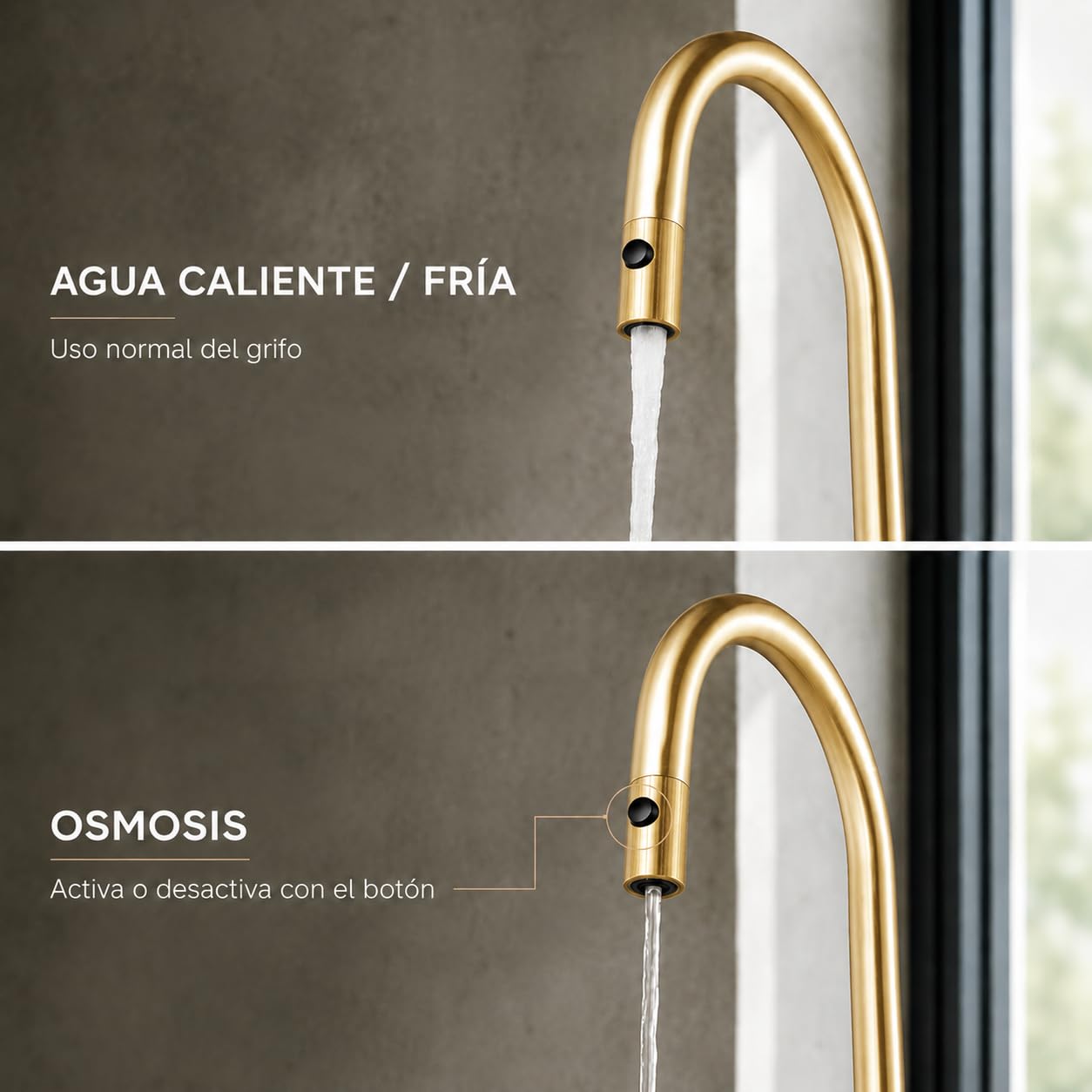 Grifo Cocina Extraíble IMEX Lazio GOS006/OC Oro Cepillado