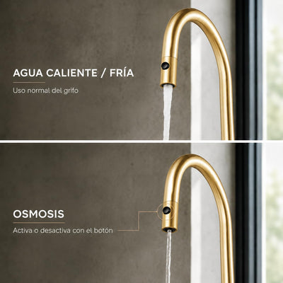 Grifo Cocina Extraíble IMEX Lazio GOS006/OC Oro Cepillado