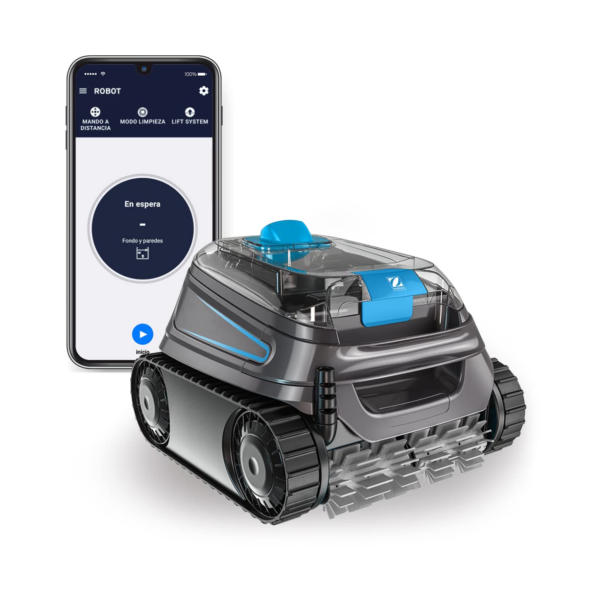 Zodiac CNX 40 iQ | Robot Limpiafondos para Piscinas hasta 12x6 m, Limpia Suelo, Paredes y Línea de Agua, App y Carrito Incluido