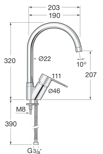 Grifo Cocina Roca Victoria Plus A5A8E4FC00 Cromo