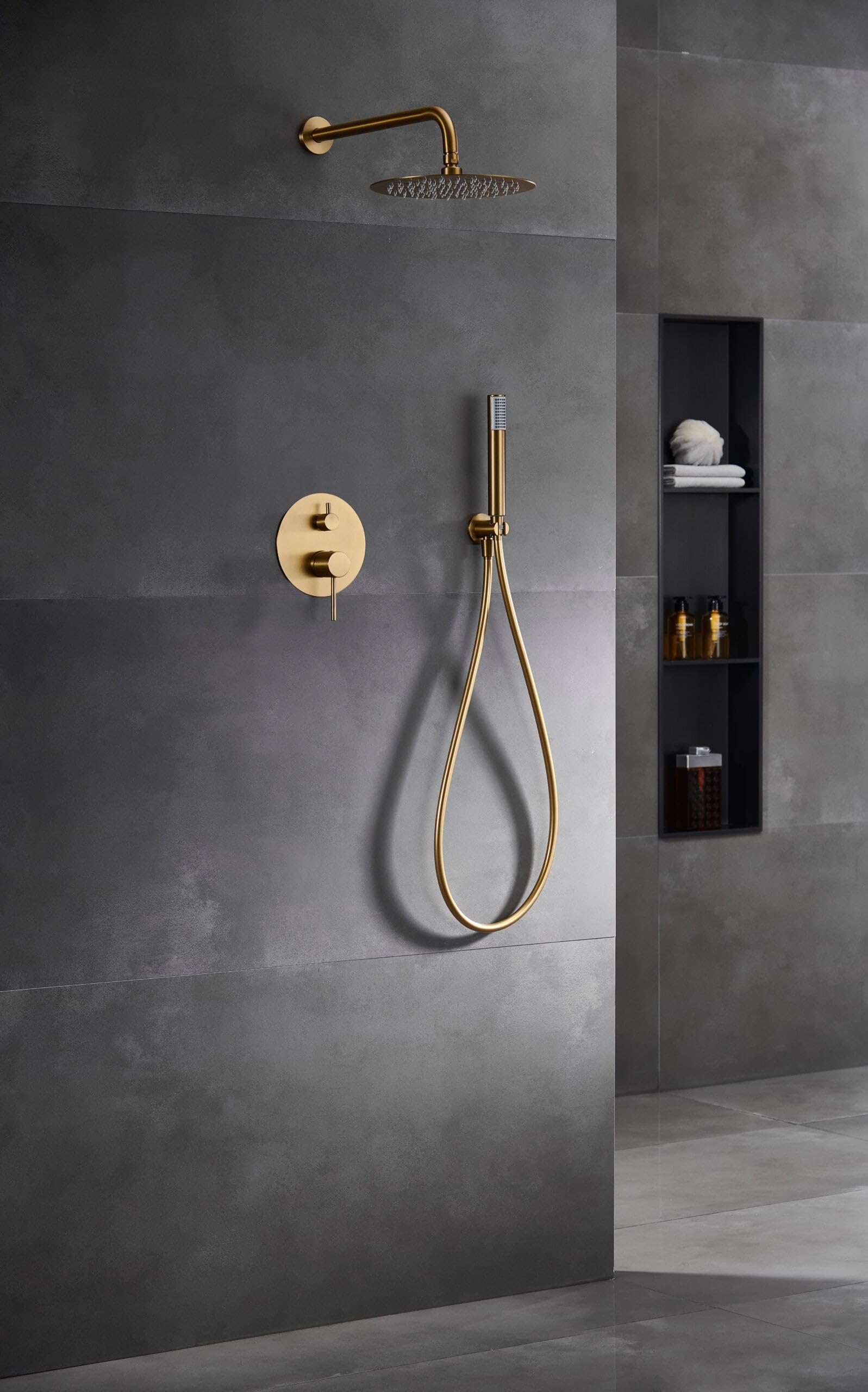 Imex - Conjunto de Ducha Empotrado Monomando Monza GPM039/OC | Oro cepillado, Latón de alta calidad, Diseño moderno