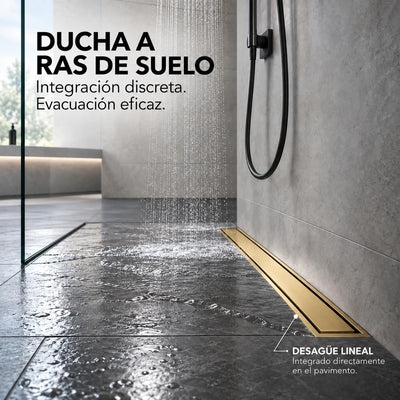GME Canaleta de Ducha con Tapa Reversible para Ducha a RAS de Suelo