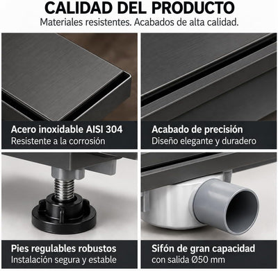 GME Canaleta de Ducha con Tapa Reversible para Ducha a RAS de Suelo