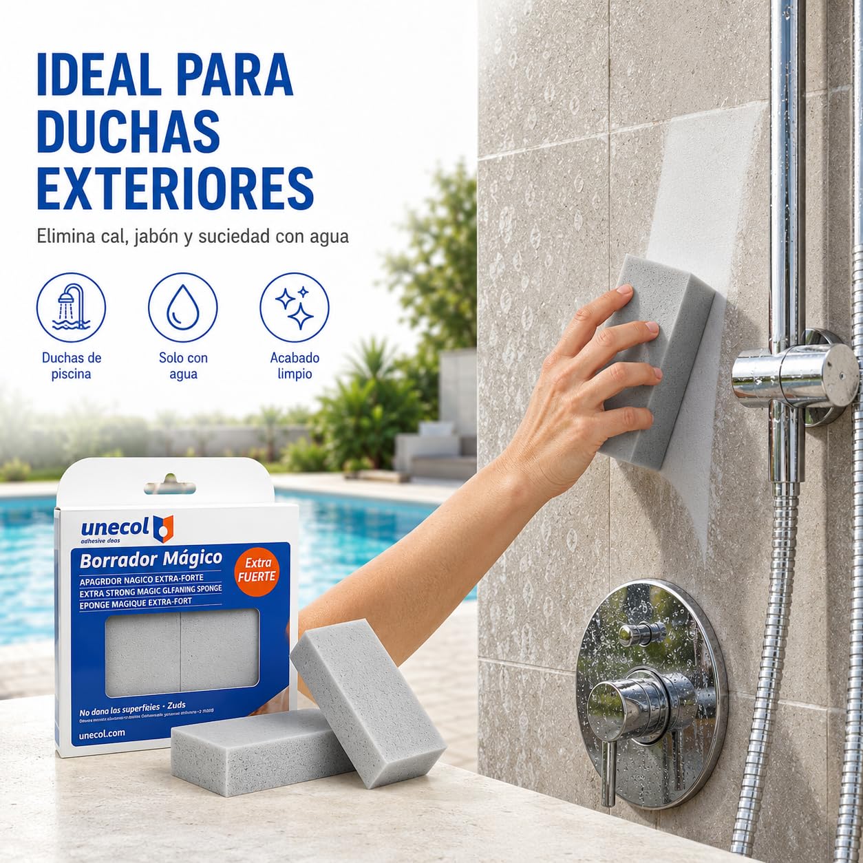 Borrador Mágico Piscinas UNECOL Esponja Piscina Gris
