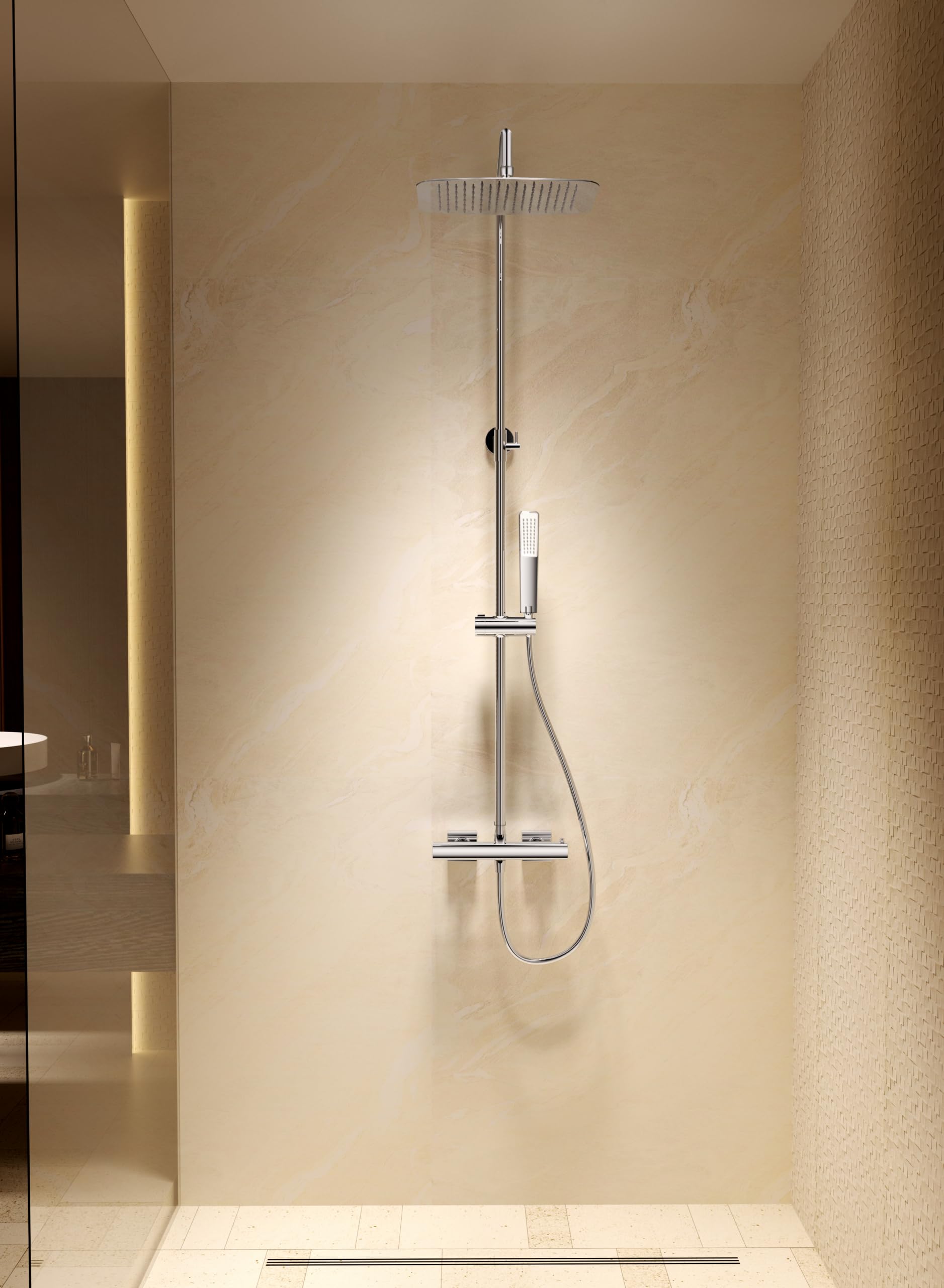 Columna de Ducha Termostática IMEX Toscana BTT064 Acabado Metálico