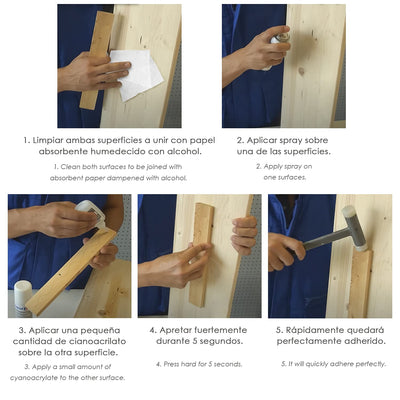 Kit Acelerante Aerosol Unecol 7156 + Cianoacrilato para Materiales Porosos (200 ml + 50 ml)