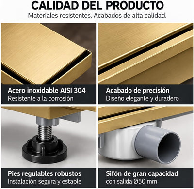GME Canaleta de Ducha con Tapa Reversible para Ducha a RAS de Suelo