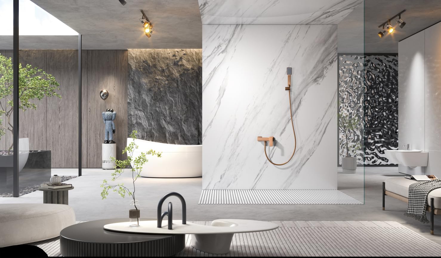 Grifo Monomando de Ducha IMEX PISA BDP048-5ORC Oro Rosa Cepillado