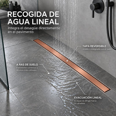 GME Canaleta de Ducha con Tapa Reversible para Ducha a RAS de Suelo
