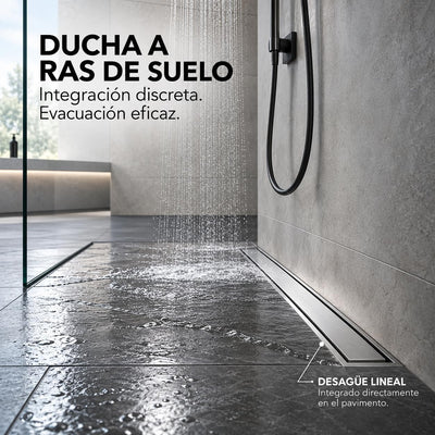 GME Canaleta de Ducha con Tapa Reversible para Ducha a RAS de Suelo