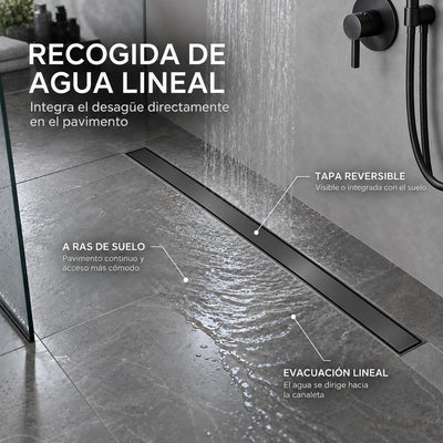 GME Canaleta de Ducha con Tapa Reversible para Ducha a RAS de Suelo