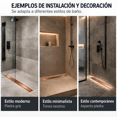 GME Canaleta de Ducha con Tapa Reversible para Ducha a RAS de Suelo