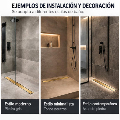 GME Canaleta de Ducha con Tapa Reversible para Ducha a RAS de Suelo