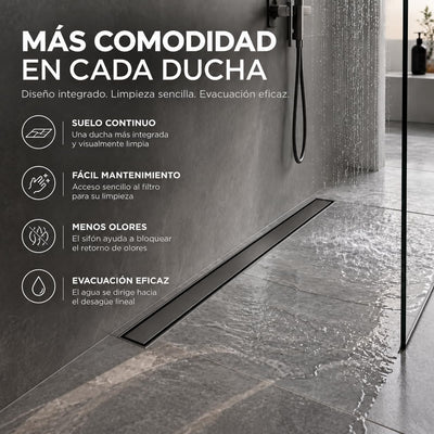 GME Canaleta de Ducha con Tapa Reversible para Ducha a RAS de Suelo