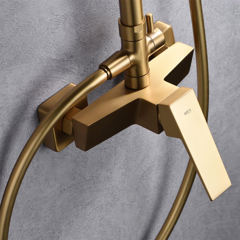 Imex - Conjunto de Ducha Monomando ART BDAR025/OC | Oro cepillado, Latón de alta calidad, Diseño moderno
