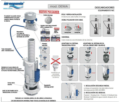 Descargador de Cisterna Idrospania 53012 Doble Descarga 3/6L
