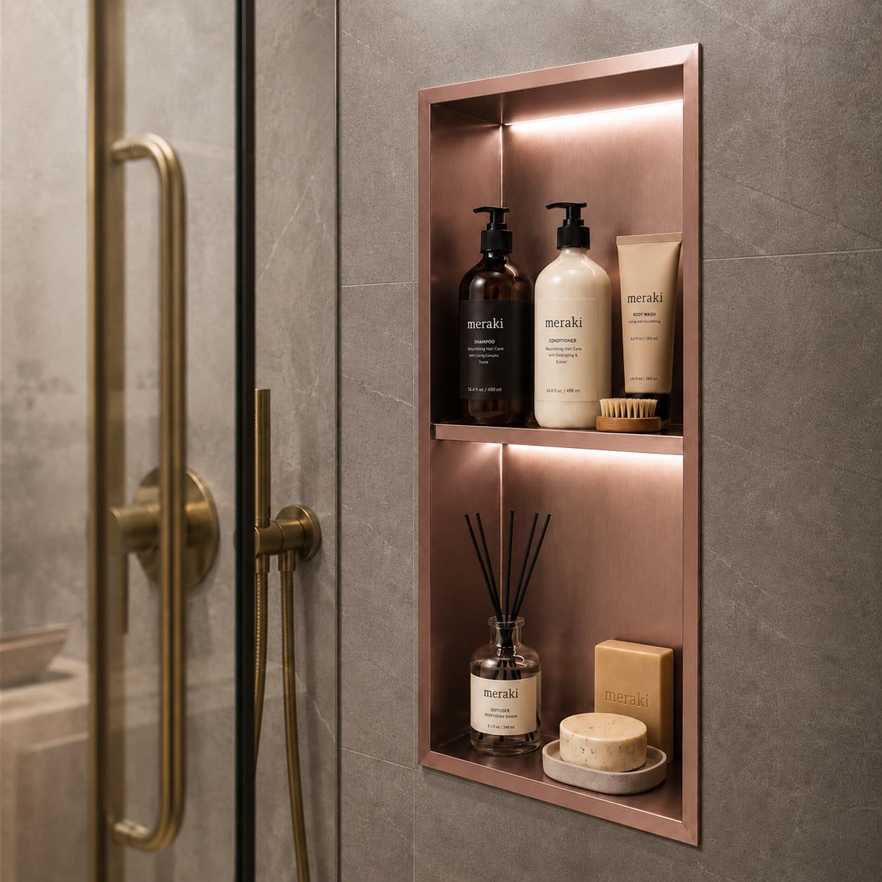 Hornacina Ducha MEDIMEX Marshall HOR006 Oro Rosa Cepillado 33x63