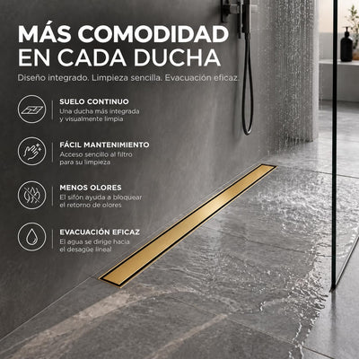 GME Canaleta de Ducha con Tapa Reversible para Ducha a RAS de Suelo