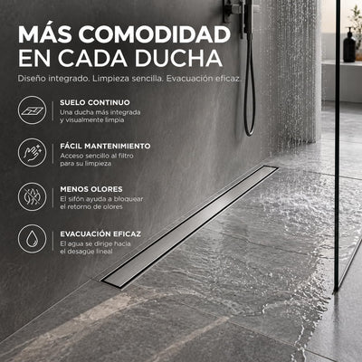 GME Canaleta de Ducha con Tapa Reversible para Ducha a RAS de Suelo