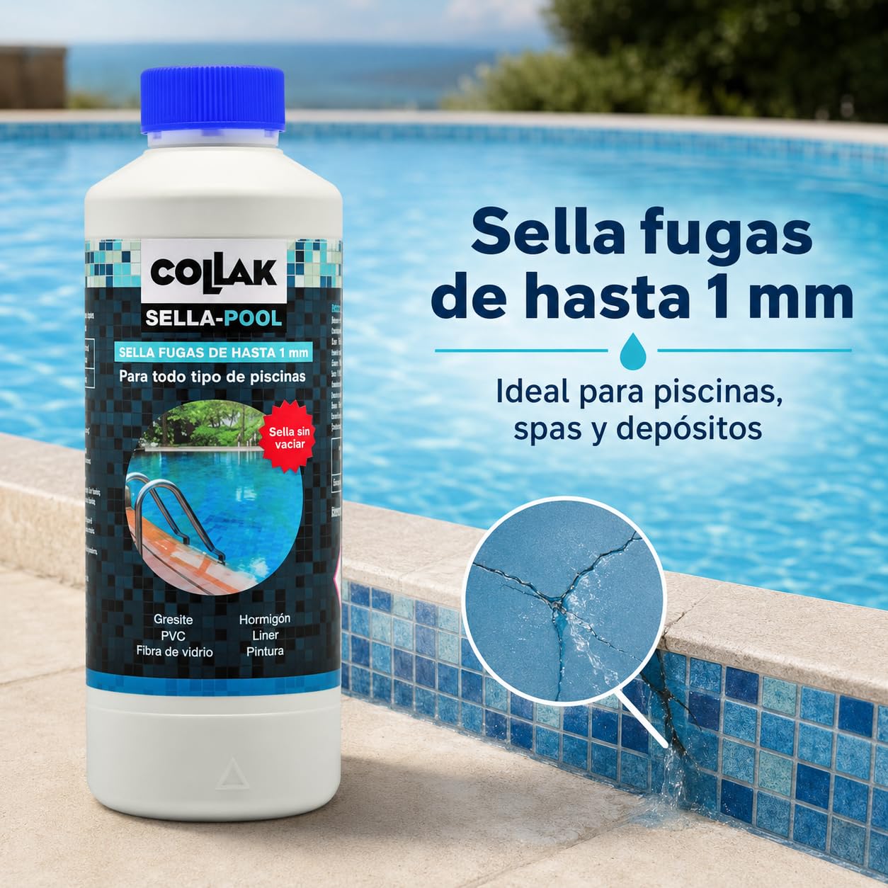 Sellador Fugas Piscina COLLAK Sella-Pool 1L