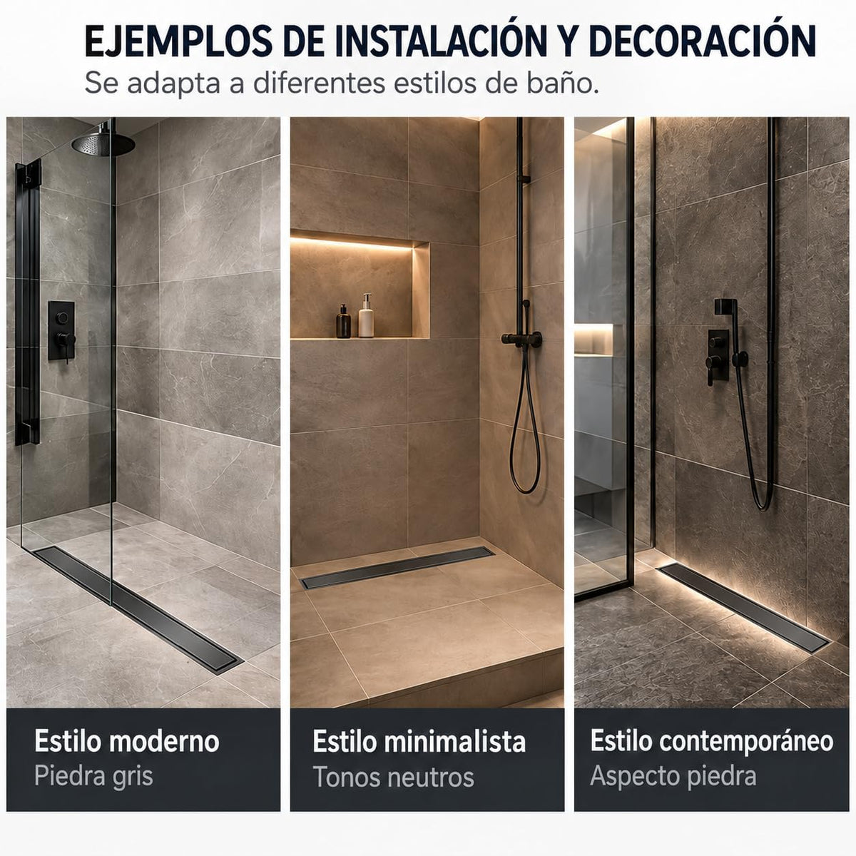 GME Canaleta de Ducha con Tapa Reversible para Ducha a RAS de Suelo