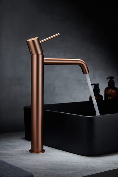Grifo Lavabo Alto IMEX Monza BDM039-3 Oro Rosa Cepillado