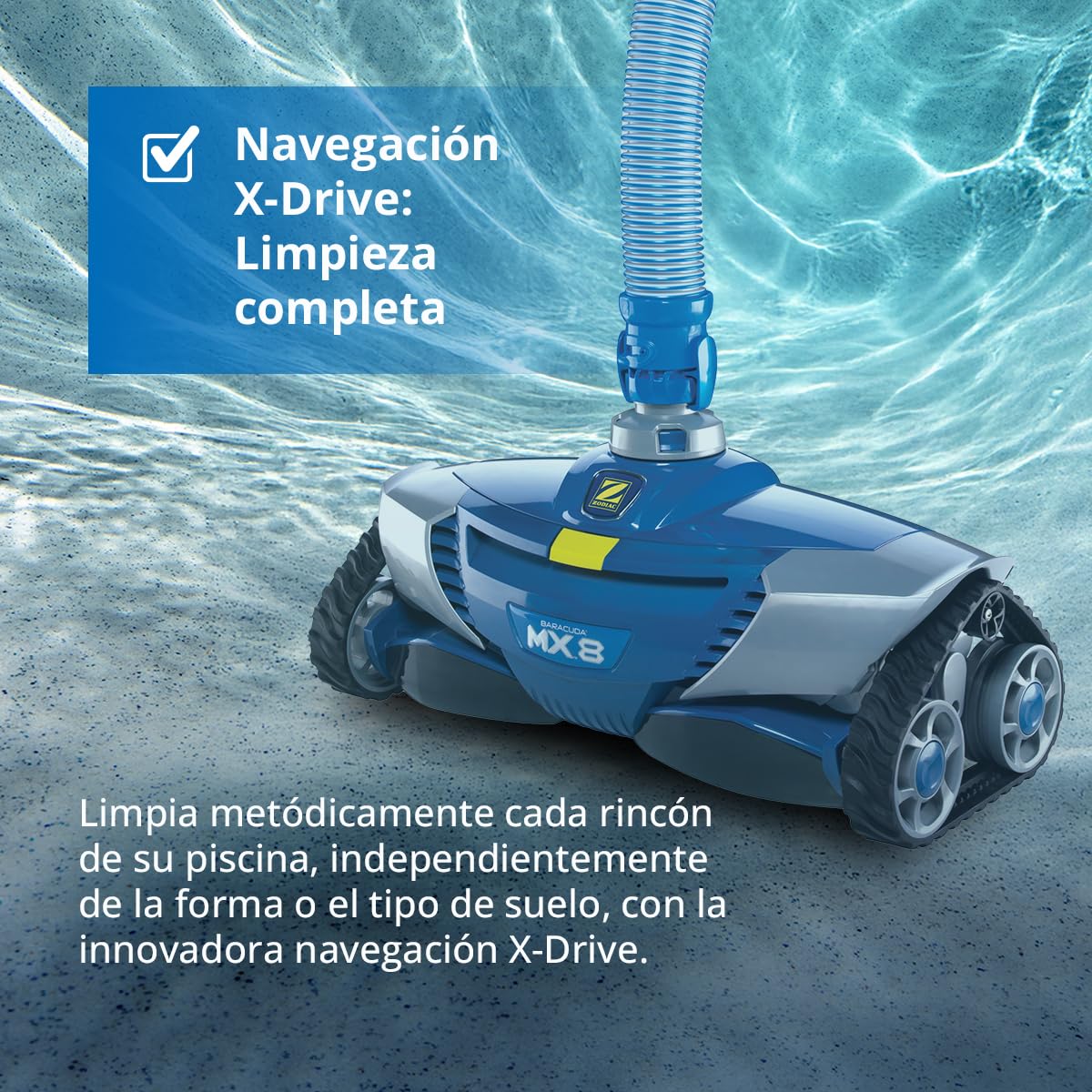 Zodiac W70668 MX8, Limpiafondos hidráulico para piscinas enterradas de hasta 12 x 6 m
