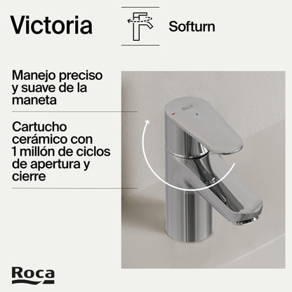 Roca Victoria Plus Grifería para lavabo con tecnología ColdStart