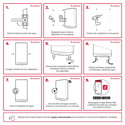 Termo Eléctrico 100L Litros Multiposición, Calentador de Agua Eléctrico Plano Ariston Velis Tech Dry Wifi