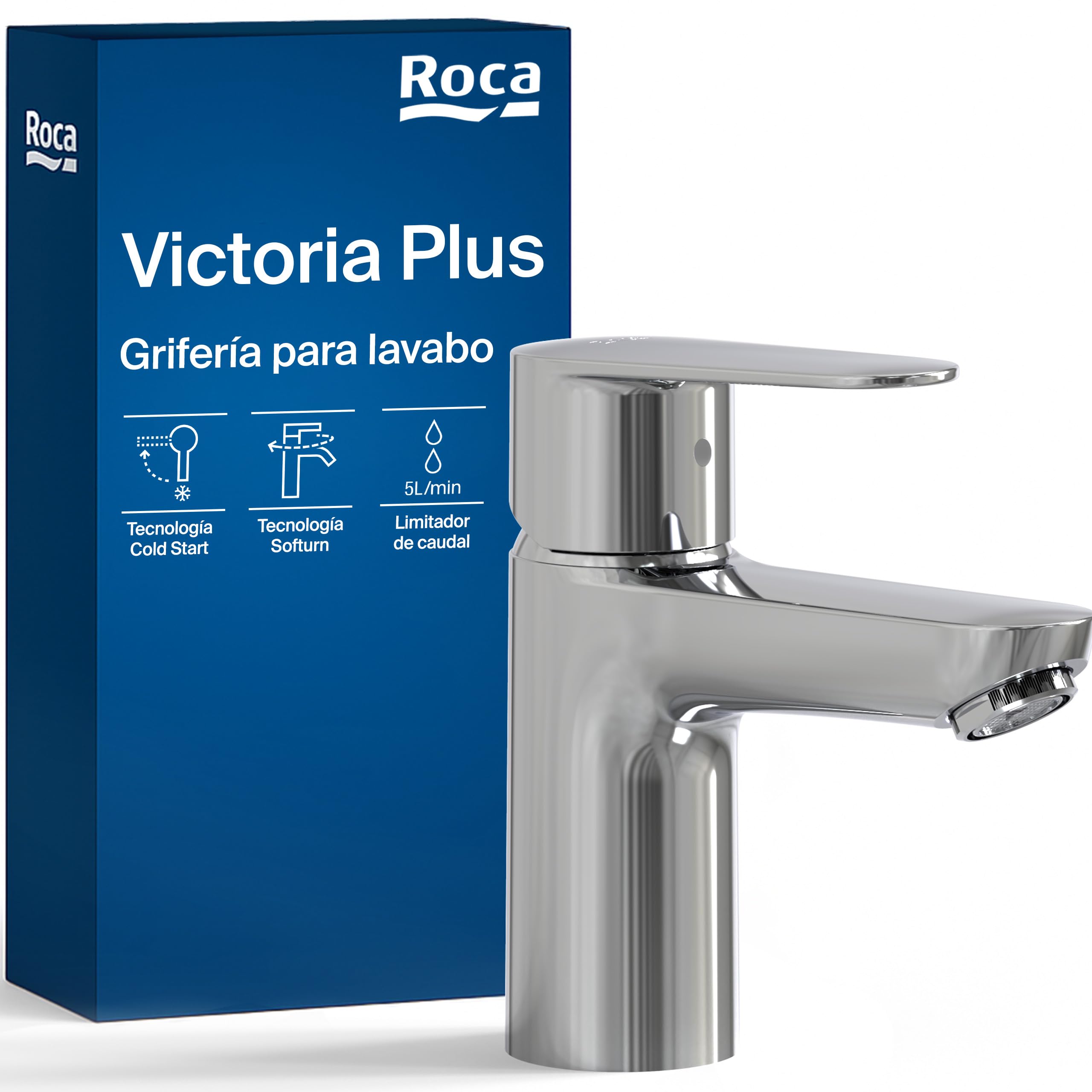 Roca Victoria Plus Grifería para lavabo con tecnología ColdStart